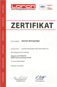 Sachkundenachweis: Diagnose und Prüftechnik BOSCH Testeranwendung FSA 500